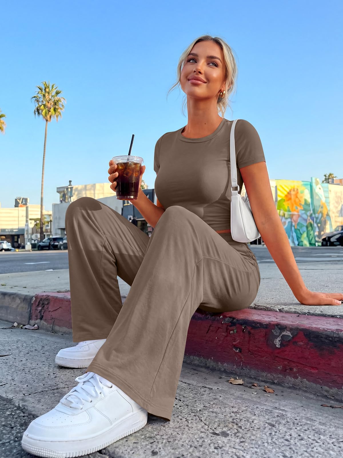 Trendy Queen Womens Plus Size 2 Two Piece Set 2026 Summer Workout Beach Vacation Cruise Gym Clothes Spring Fashion Lounge Matching Comfy Airport Travel Outfit Fitness Athleisure‌ Clothing