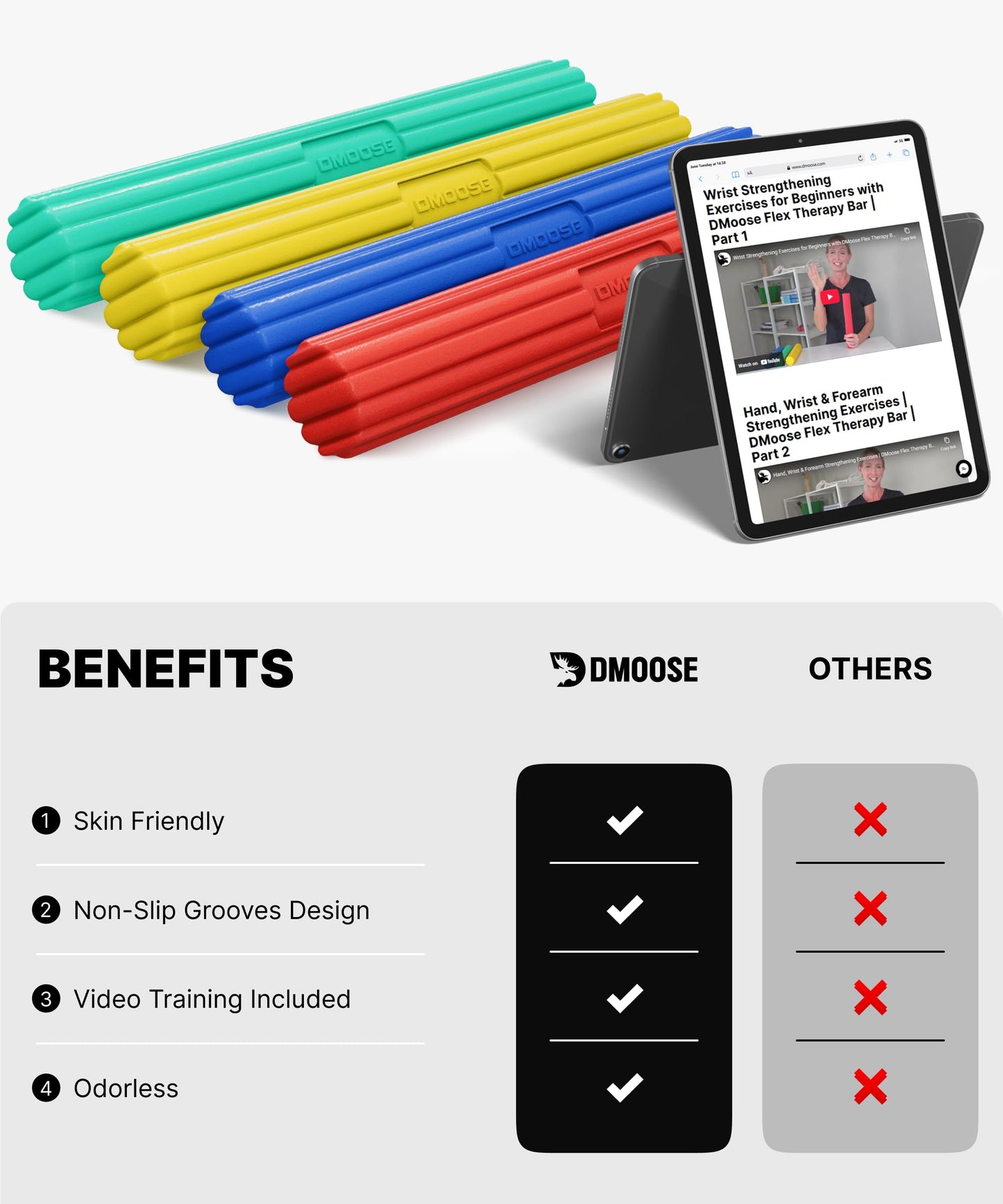 DMOOSE FITNESS Flex Bar (4 in 1-Yellow, Red, Green & Blue)