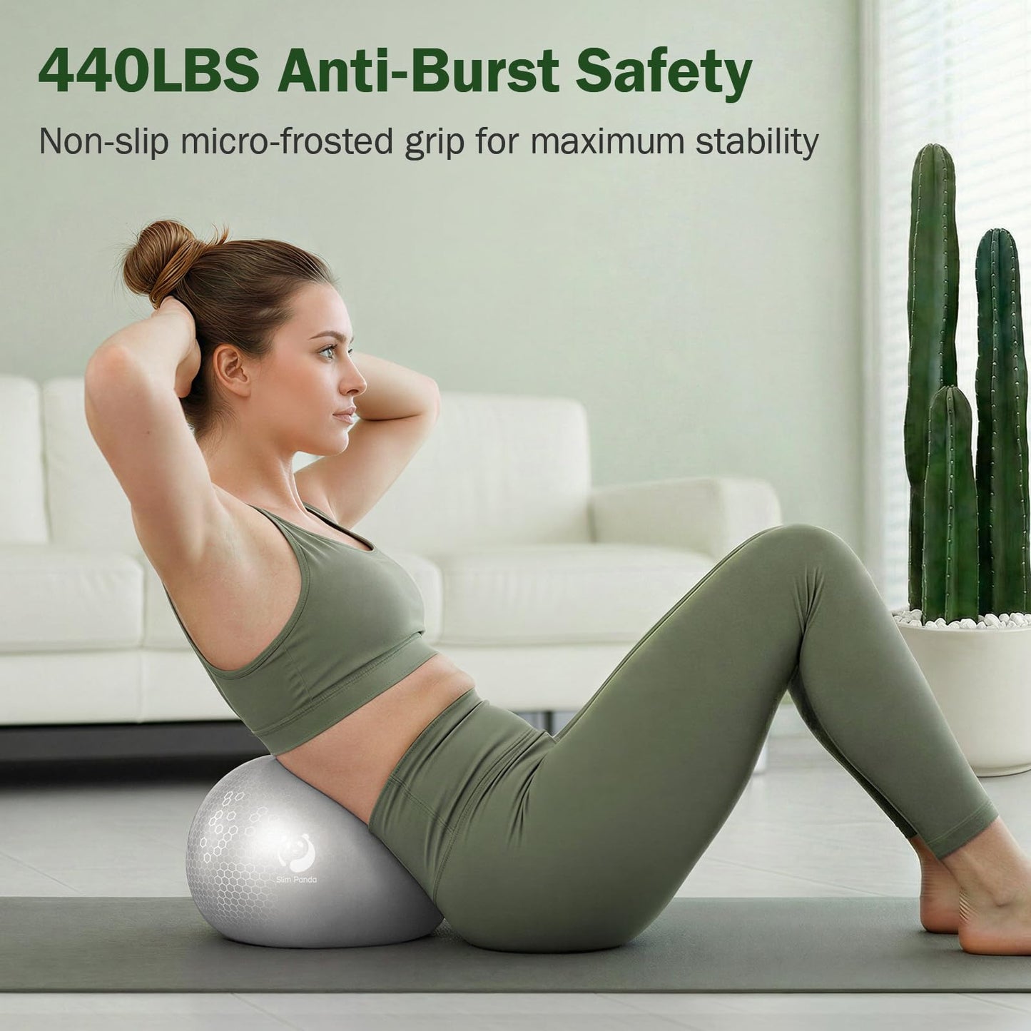 Slim Panda Pilates Ball, 9 Inch Small Exercise Ball, Anti Burst Mini Yoga Ball for Stability, Workout, Barre, Core Strength, Physical Therapy, Balance, Stretching