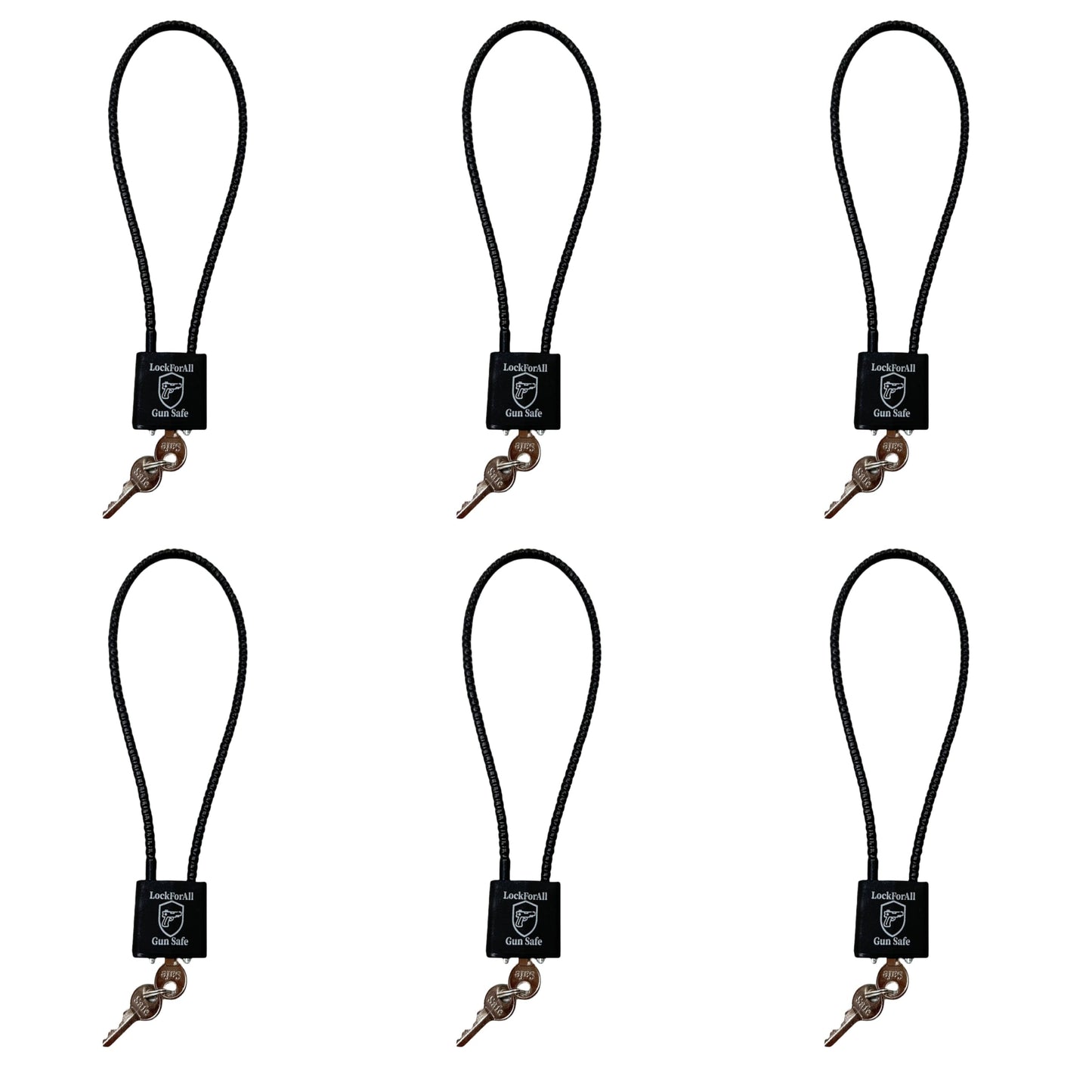 lockforall Cable Gun Locks with Keys Hunting Sports- Keyed Alike 15" Cable Gun Safe Lock CA DOJ Approved for Pistols, Handguns, Rifles, and Shotguns, Home, Storage Firearm Locking and Safety
