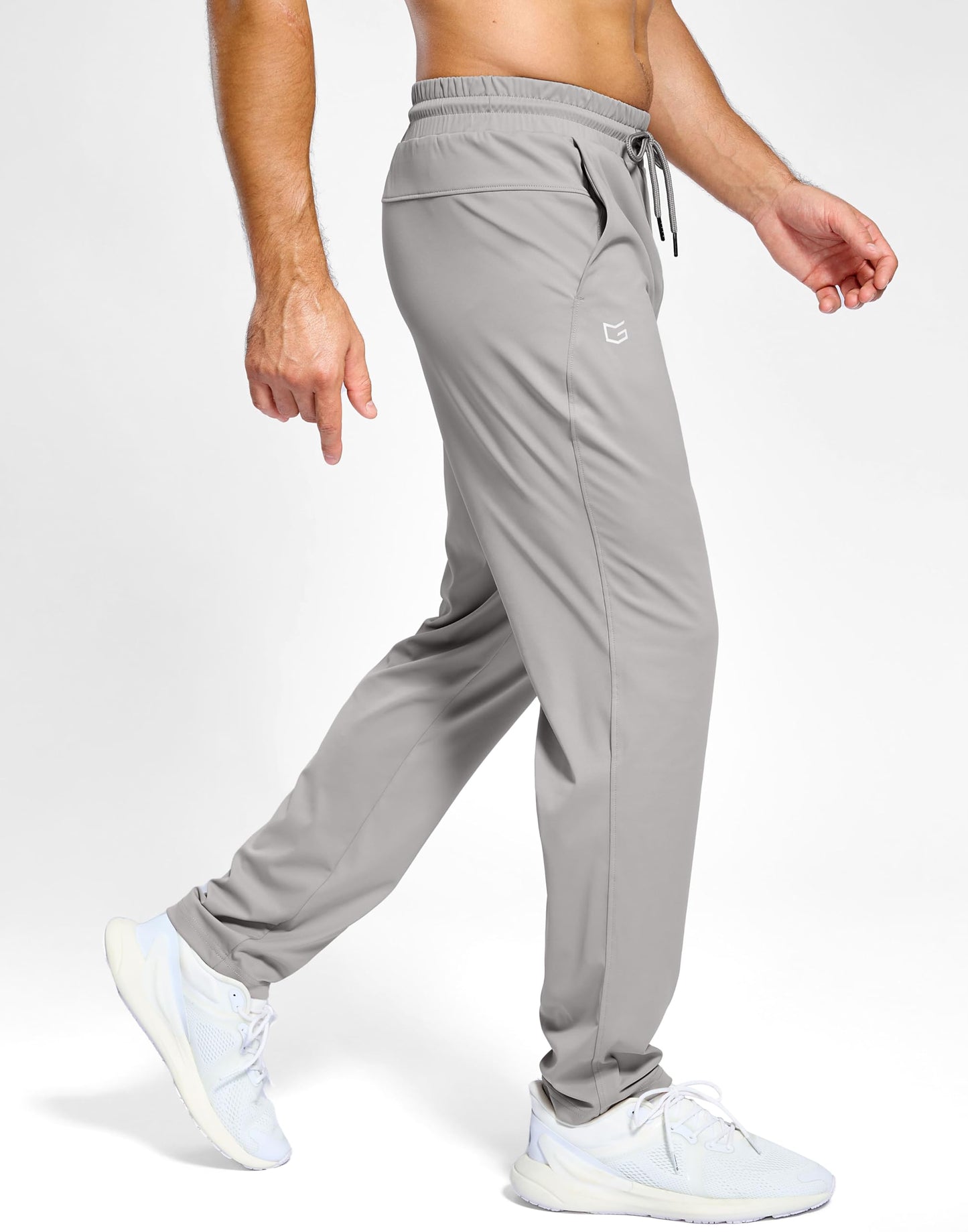 G Gradual Men's Sweatpants with Pockets Lightweight Workout Athletic Track Pants Stretch Gym Running Jogging Joggers for Men(Light Grey,L)