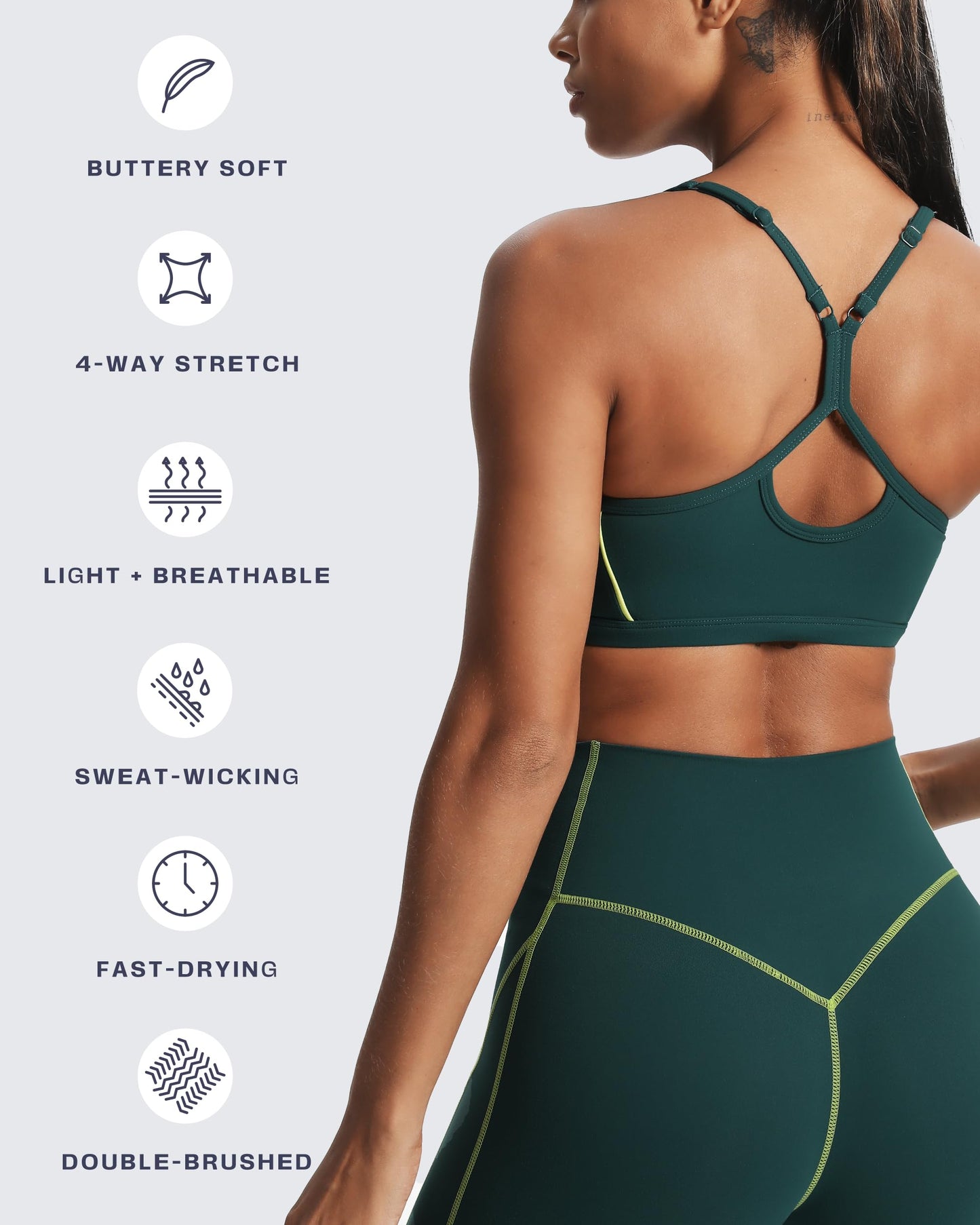 Aoxjox Women's Workout Sports Bras Fitness Training Gym Lexi Lined Bra Yoga Crop Tank (A Dark Sea Green/Lime Green, Medium)