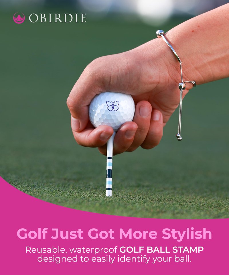 Obirdie Self-Inking Golf Ball Stamp | Chic & Fun Golf Ball Stamper | Fast-Drying, Waterproof Golf Ball Marker Stamp | Reusable Golf Accessories for Women | Golfer Gifts | Golf Gadgets (Heart)