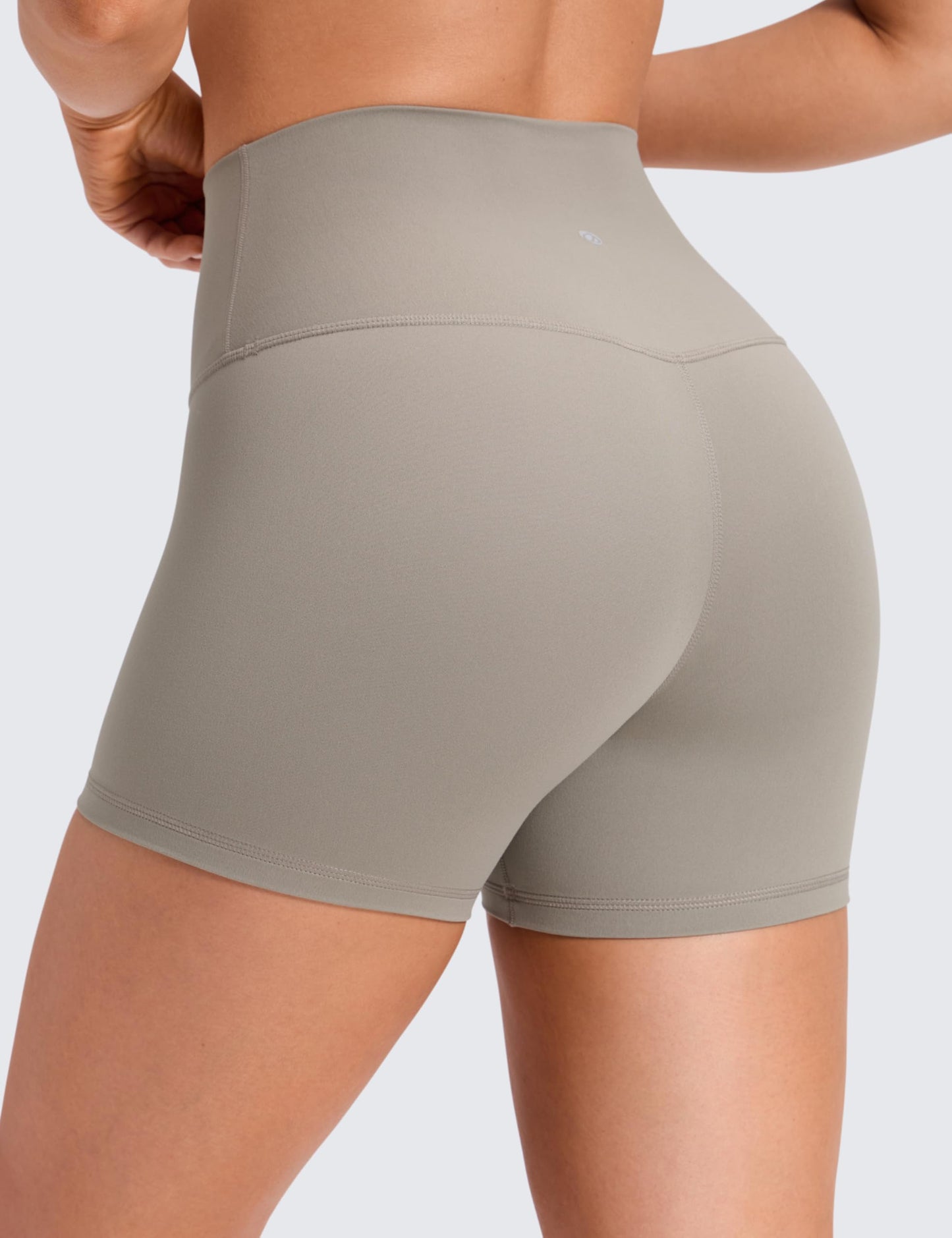 CRZ YOGA Butterluxe Biker Shorts 4'' - High Waisted Booty Workout Volleyball Yoga Womens Spandex Warm Ash Grey Large