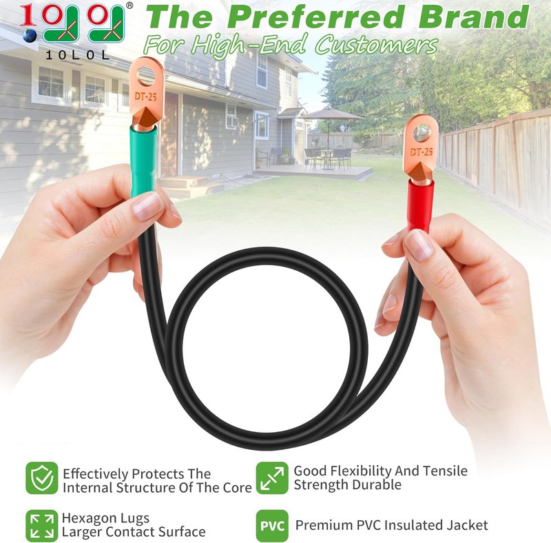 10L0L 4 AWG Golf Cart Battery Cable Kit for EZGO TXT/Medalist 1994-Up, 36V/48V Battery Wiring Set, Pure Copper Cables with Tinned Ring Lugs, PVC Jacket, 5-Piece Replacement Kit