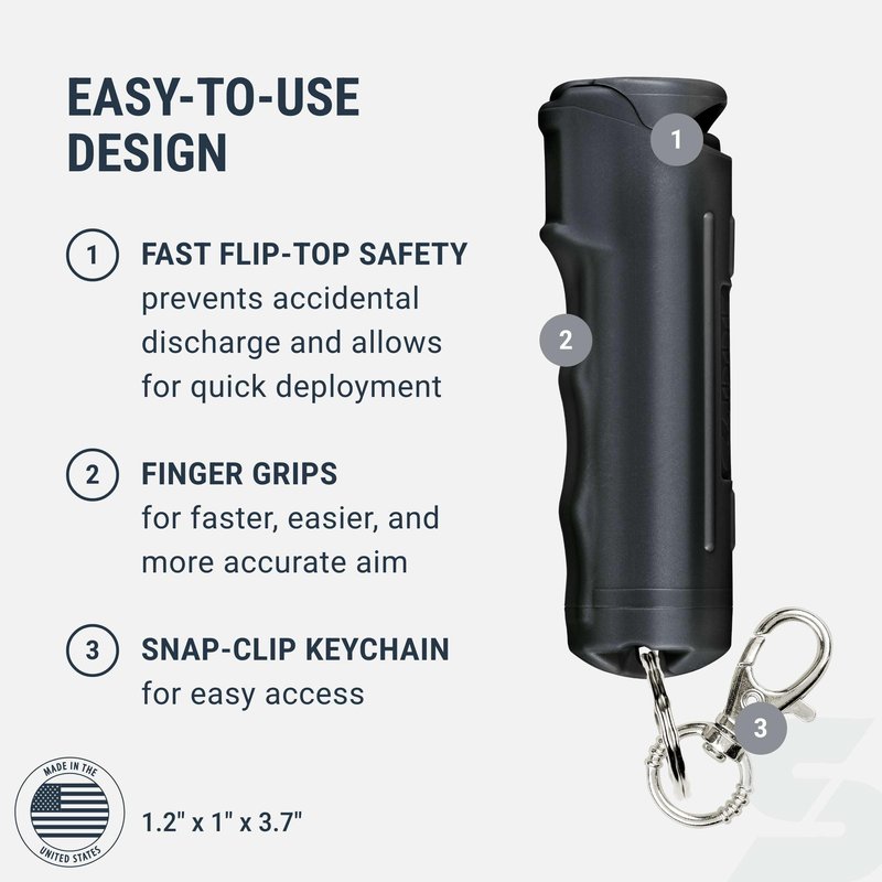 SABRE Pepper Gel Spray with Fast Flip Top Safety & Snap‑Clip Keychain for Self Defense - Max Police Strength OC with UV Marking Dye, Finger Grip, Wind Resistant, 10‑Sec. Spray, 14ft Range, Made in USA