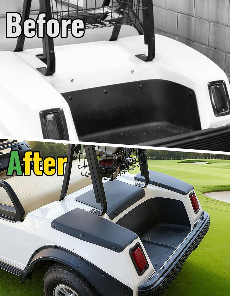 Heavy Duty Plastic Scuff Guard Pad Rear Seat Step Cover Compatible with Club Car DS Golf Cart 1981+ Accessories, Protection Panel, OEM #101706702 2pcs (Driver & Passenger Side)