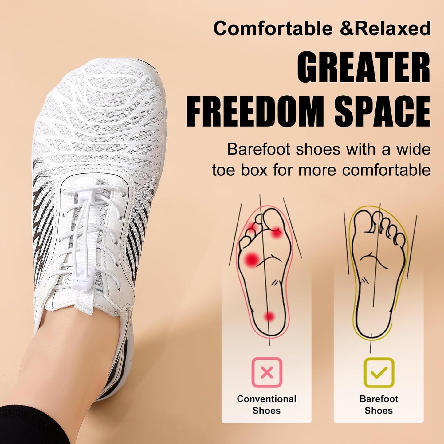 Barefoot Hike Shoes for Men & Women - Breathable Non-Slip Athletic Footwear | Wide Toe Water Shoes for Walking, Running & Swimming