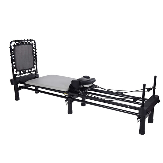 AeroPilates Portable Premier Studio 700 Reformer for Strength Exercise Training with Cardio Rebounder and Foldable Frame, Gray