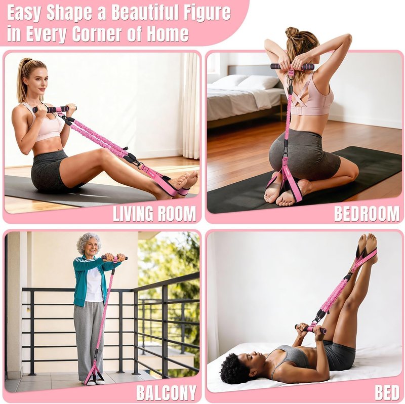 KUZARO Multifunction Resistance Bands - Adjustable 3 Tube Workout Set for Abdomen, Arms & Legs | Ideal for Women