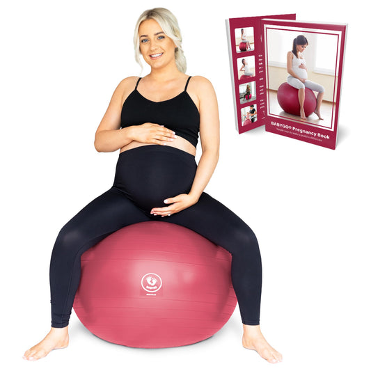 BABYGO Birthing Ball - Pregnancy Yoga Labor & Exercise Ball & Book Set Trimester Targeting, Maternity Physio, Birth & Recovery Plan Included Anti Burst Eco Friendly (Oatmeal, 65cm - 4'8" - 5'10")