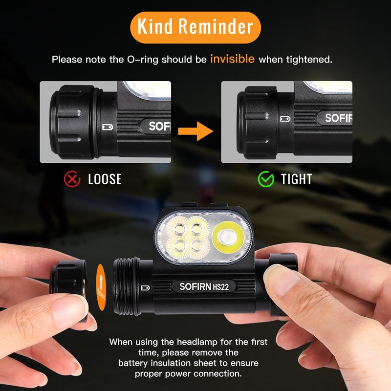 Sofirn HS22 Rechargeable Headlamp 2500 Lumens, Stepless Tint Mixing (2700K Warm to 6500K Cool), Dual Beam LED Headlight with Floodlight Spotlight, IP66 Waterproof for Camping, Hiking& Hard Hat Work