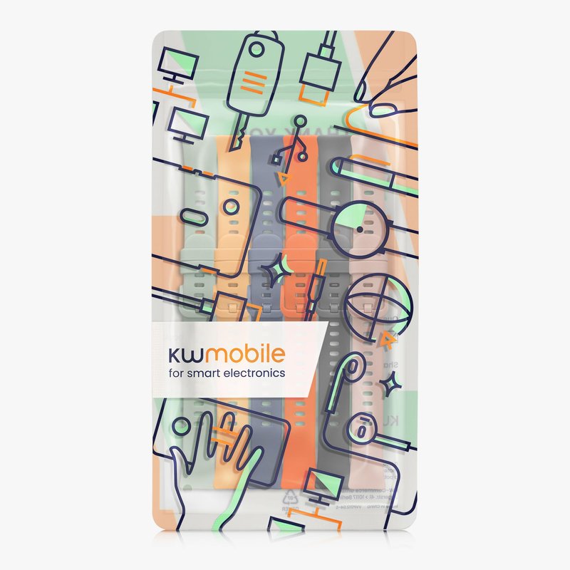 kwmobile Strap Set compatible with Huawei Band 10/9 / 8 Straps - 6x TPU Silicone Replacement Wristband - Multicolor