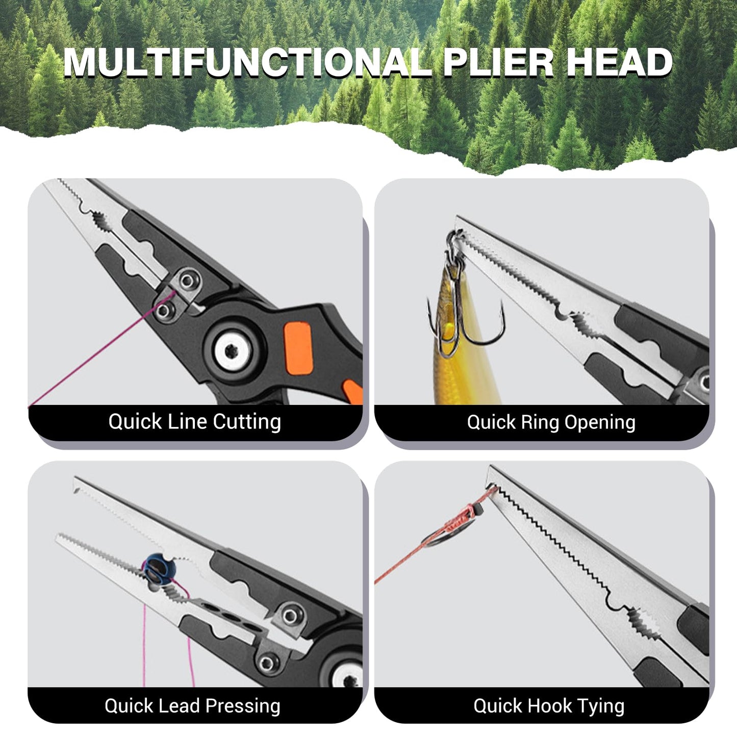 Super Corrosion Resistant 17-4 Stainless Steel Fishing Pliers With Replaceable Tungsten Carbide Cutters/Non-Slip Handles Saltwater Fishing Gear Gifts For Men