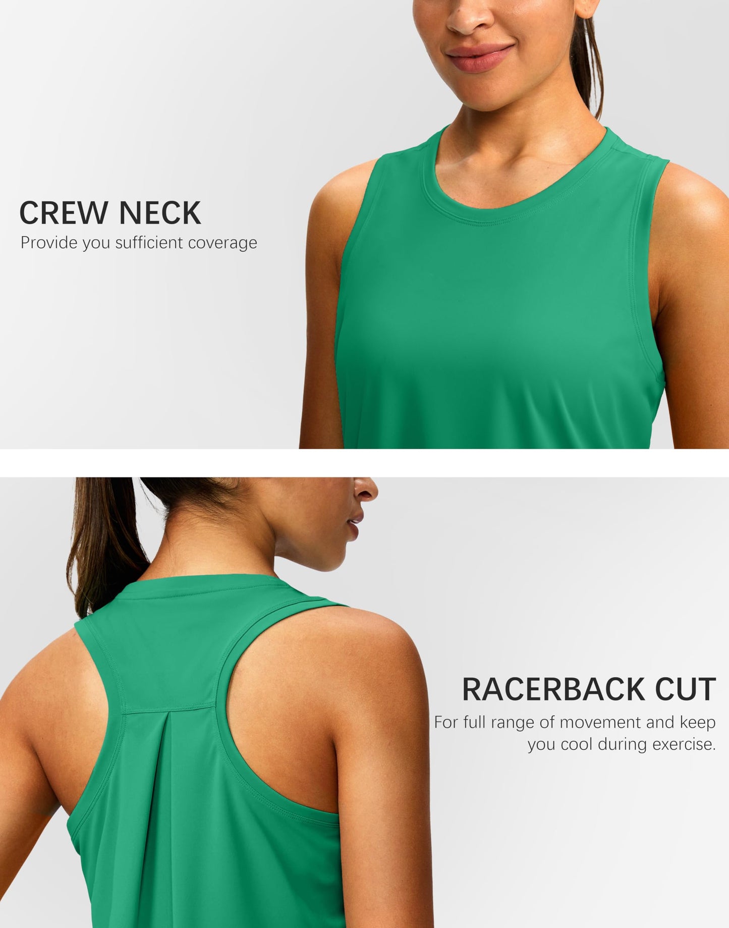 Women's Workout Tops Racerback Athletic Tank Tops Sleeveless Loose Fit Yoga Running Gym Shirts for Women(Green,S)