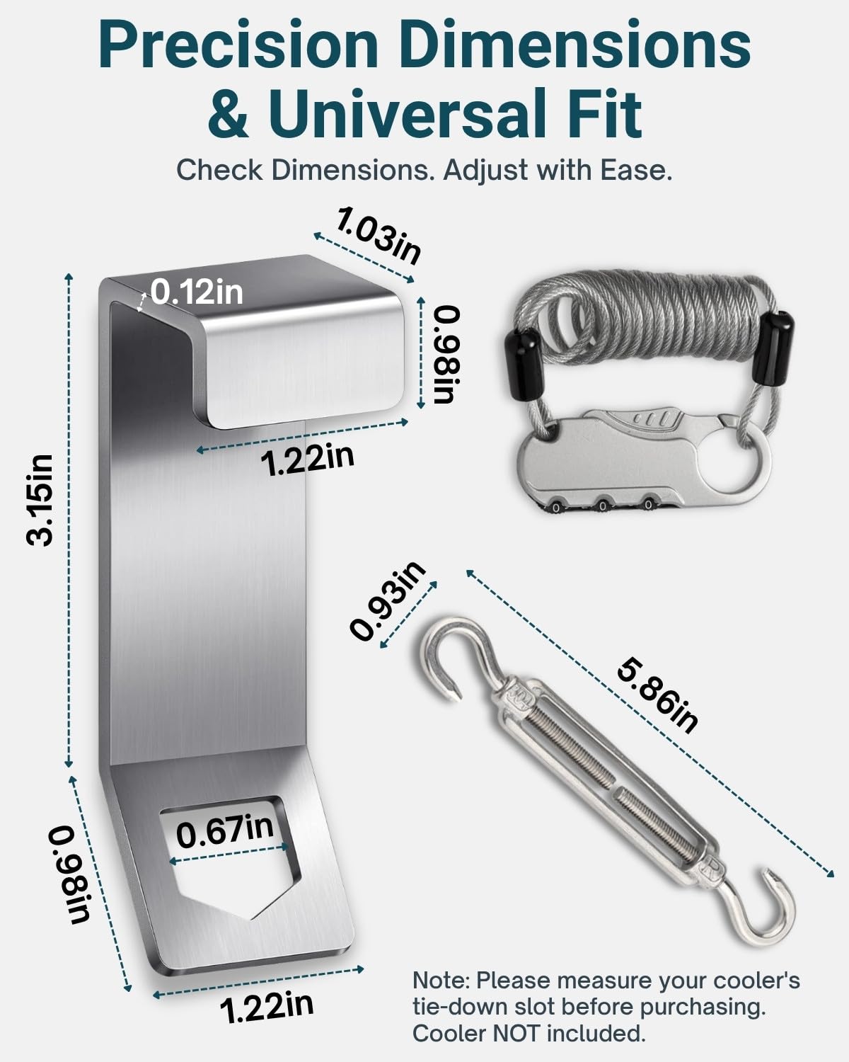 Loyipu Heavy Duty Stainless Steel Cooler Security Kit - 2 Pack Anti-Theft Lock Bracket with Retractable Cable & Turnbuckle for Boat Deck/Trailer (Fits Yeti/RTIC Tundra)