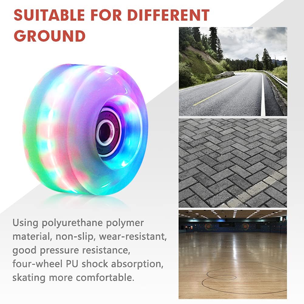8 Pack 82A Motion-Activated Glow Skate Wheels with Bearings (54x32mm) – No Batteries Needed for Double Row Skates & Skateboards – Indoor/Outdoor PU Wheels