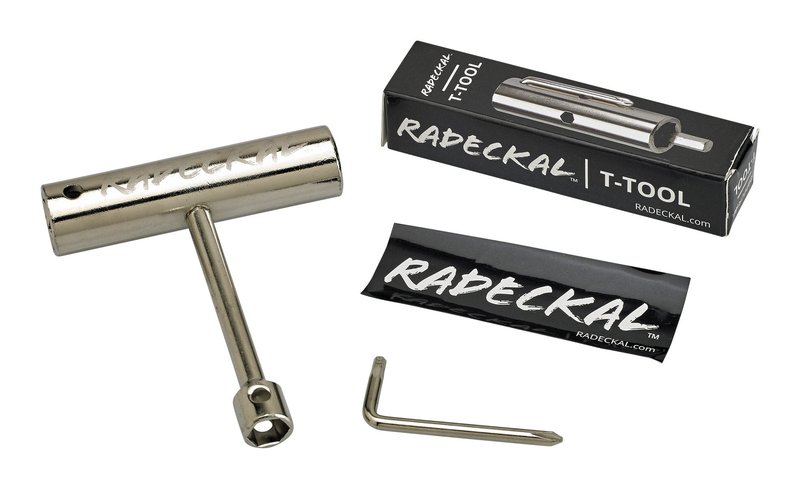 RADECKAL Compact Pocket Skate Tool- T Tool All in One Skate Tool for Skateboards, Longboards, Mini Skateboards, and Cruisers- Collapses to a Compact Size to Fit in Your Pocket (Silver)