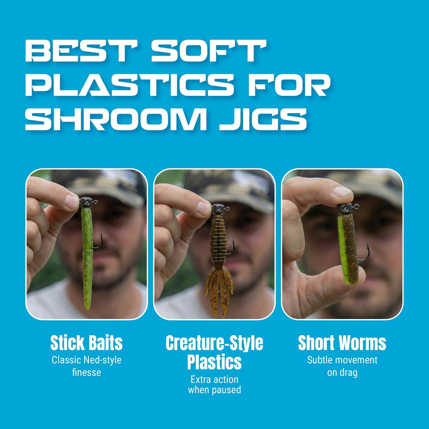 Reaction Tackle Mushroom Jig Heads for Ned Rig Finesse Bass Fishing, Stand-Up Design with Standard and EWG Hook Options - 3/16 Oz Green Pumpkin (25-Pack)