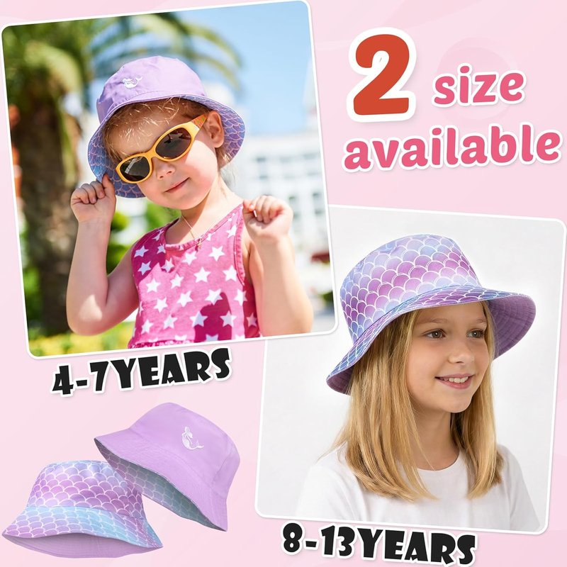 Kids Sun Hat - Double-Sided Bucket Hat for Boys & Girls | Summer Sun Protection, Wide Brim, Unisex Beach Outdoor