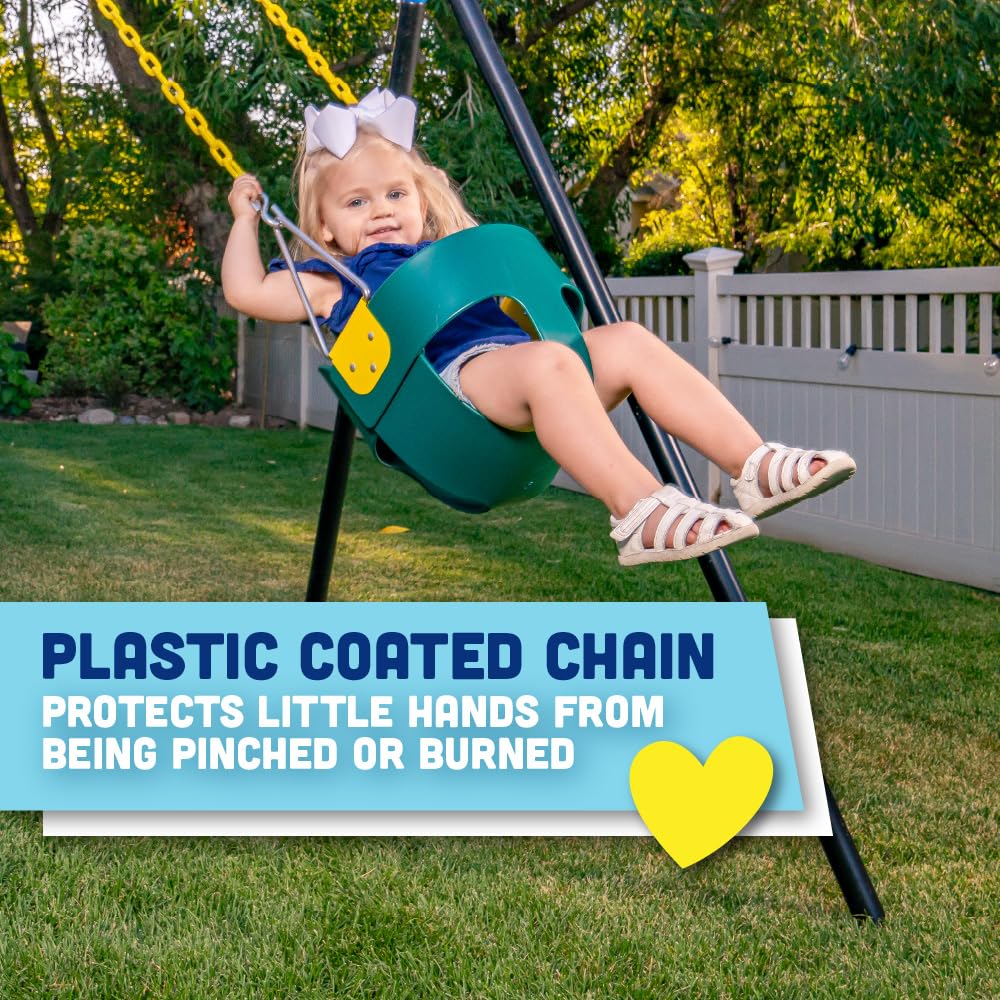 Squirrel Products High Back Full Bucket Toddler Swing Seat, Green