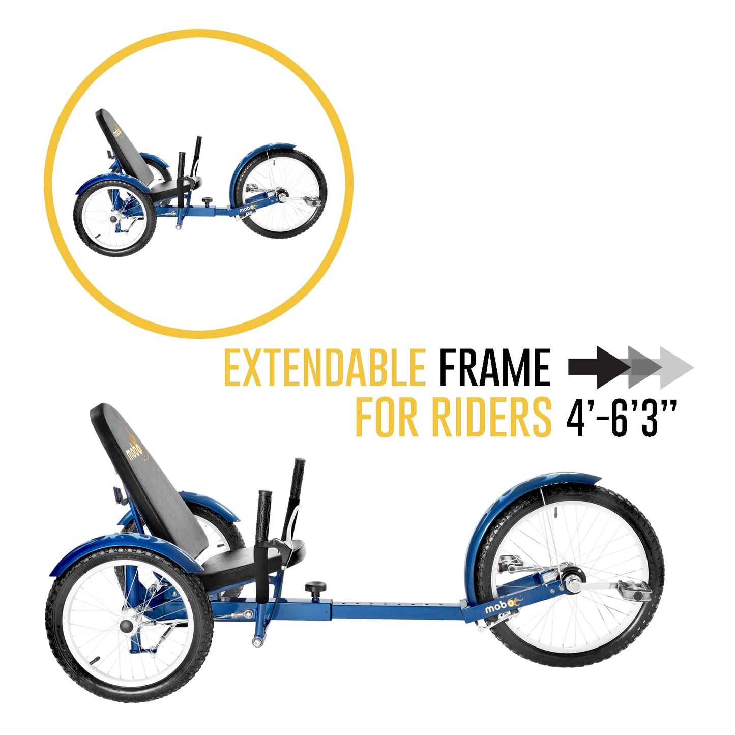 Mobo Cruiser Triton Pro Adult Recumbent Trike. Pedal 3-Wheel Bicycle. 16 Inches. Adaptive Tricycle for Teens to Seniors