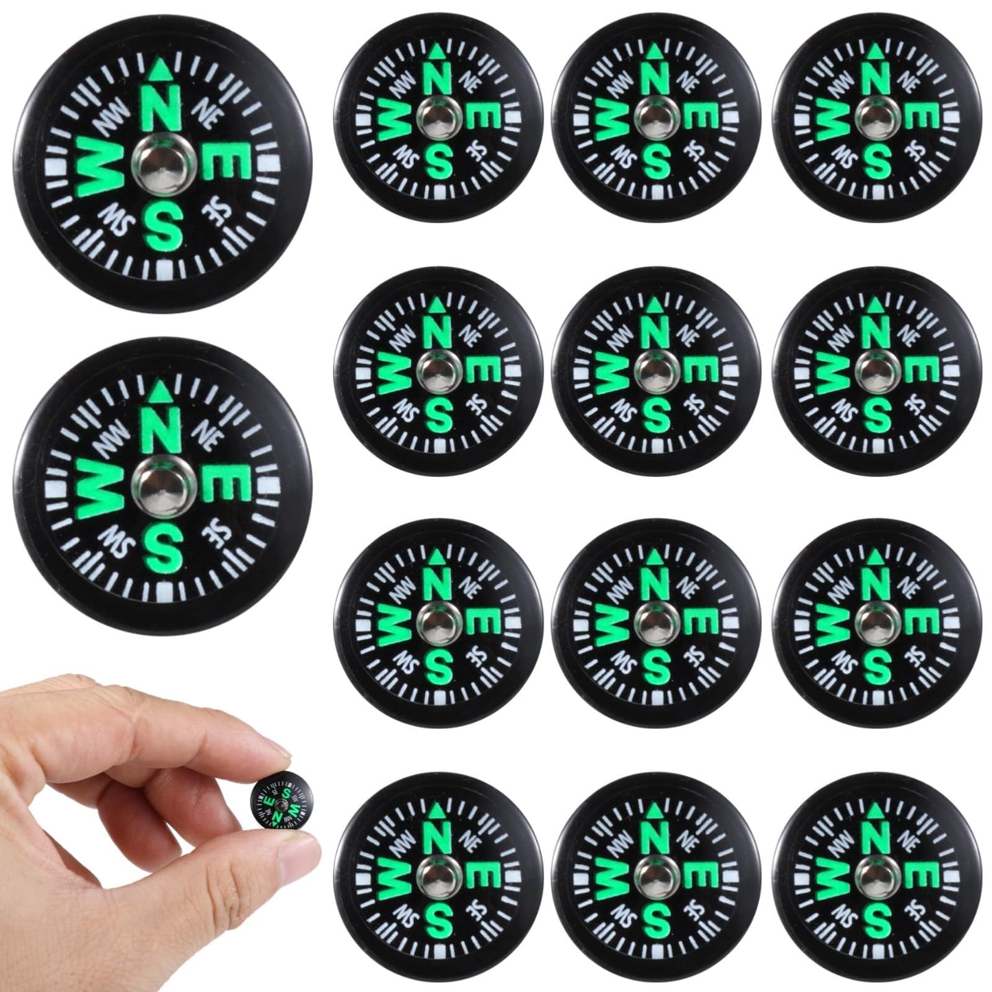 200 Pcs Button Compasses, Mini Oil Filled Compasses, Pocket-Sized Survival Compasses, Portable Plastic Compasses for Hiking, Camping, Touring, and Other Activities