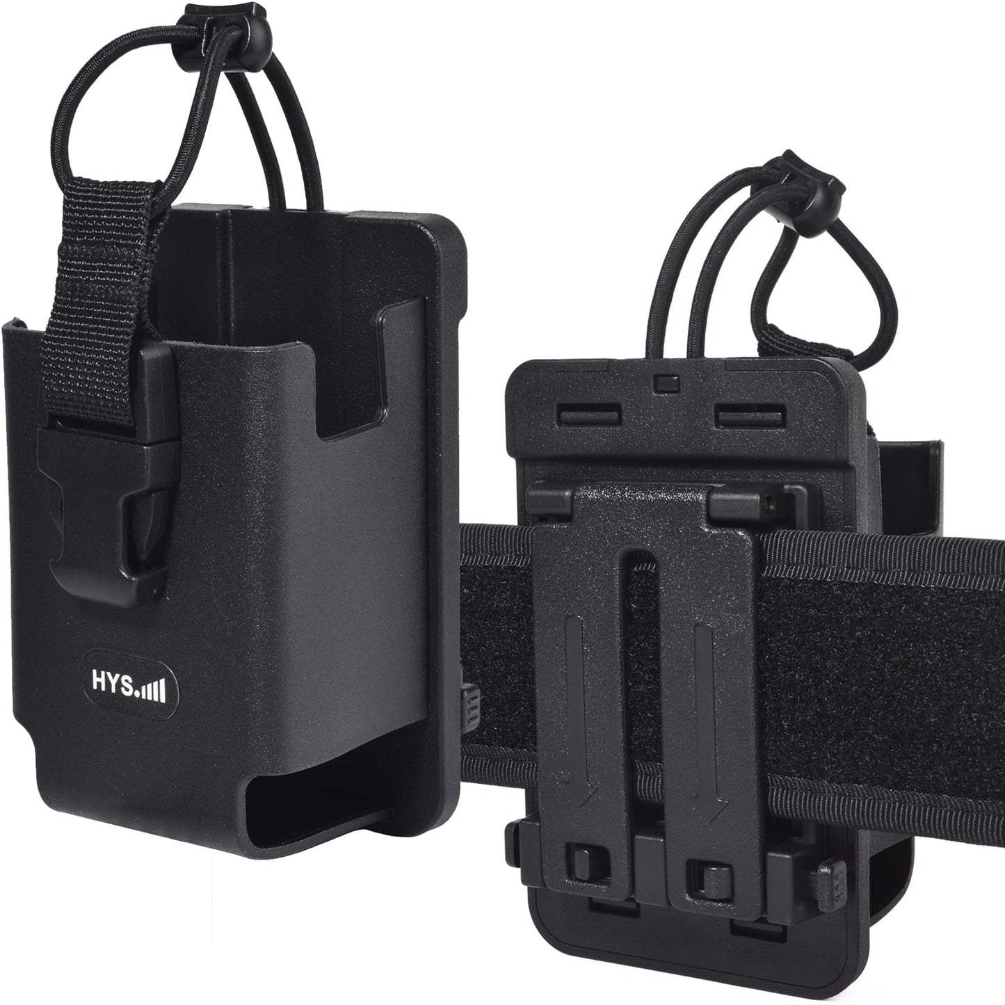 HYS Tactical Handheld Two Way Radio Holster - Portable Radio Case (TPU) with Belt Clip & MOLLE Attachment for Belt, Vest, or Pack, for Walkie-Talkie, Security, EMS, Law Enforcement Duty Gear