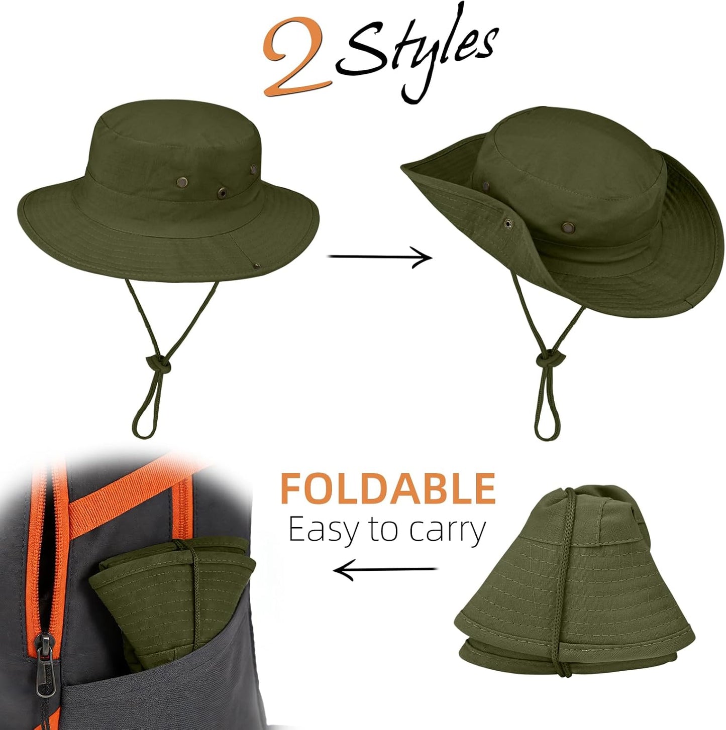 Sun Hats | UPF 50+ Boonie Hat for Men & Women - Foldable Fishing, Hiking, Safari & Beach Use
