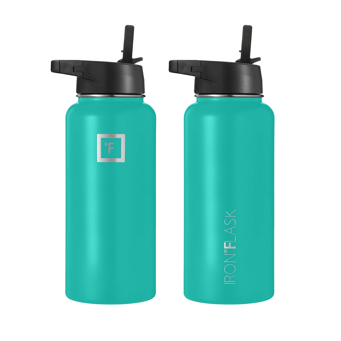 Iron Flask Sports Water Bottle - 32oz, 3 Lids (Straw Lid), Vacuum Insulated Stainless Steel, Simple Modern Double Wall Thermo Mug, Aquamarine