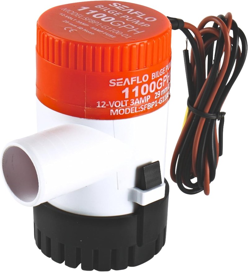 SEAFLO 1100 GPH Bilge Pump - 12V Marine Submersible Pump with Anti-Airlock Protection | 1-1/8" Outlet, CE & RoHS Certified