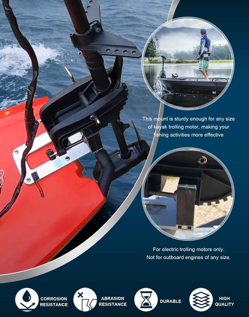 Universal Transom Trolling Motor Mounting Bracket for Kayaks/Kayak Marine Board Backing Plate Mount Bracket for Clamp-on Electric Trolling Motors