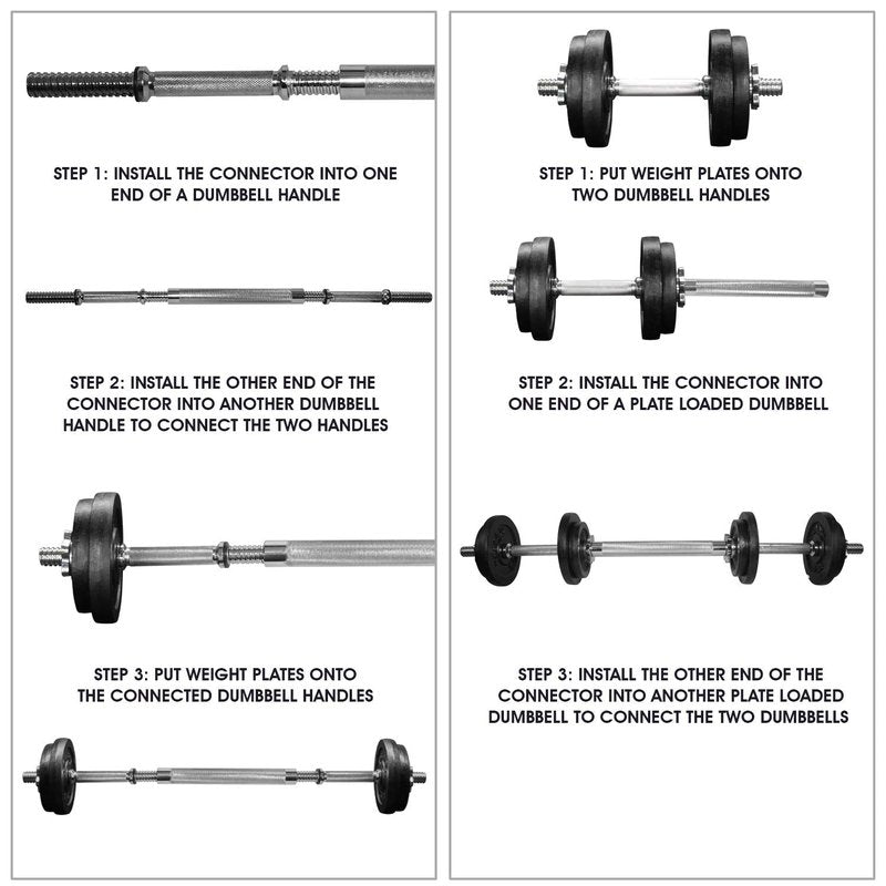 Yes4All Adjustable Dumbbells with Dumbbell Bar Connector – 60 lb Dumbbell Weights (30 lb x 2), Black