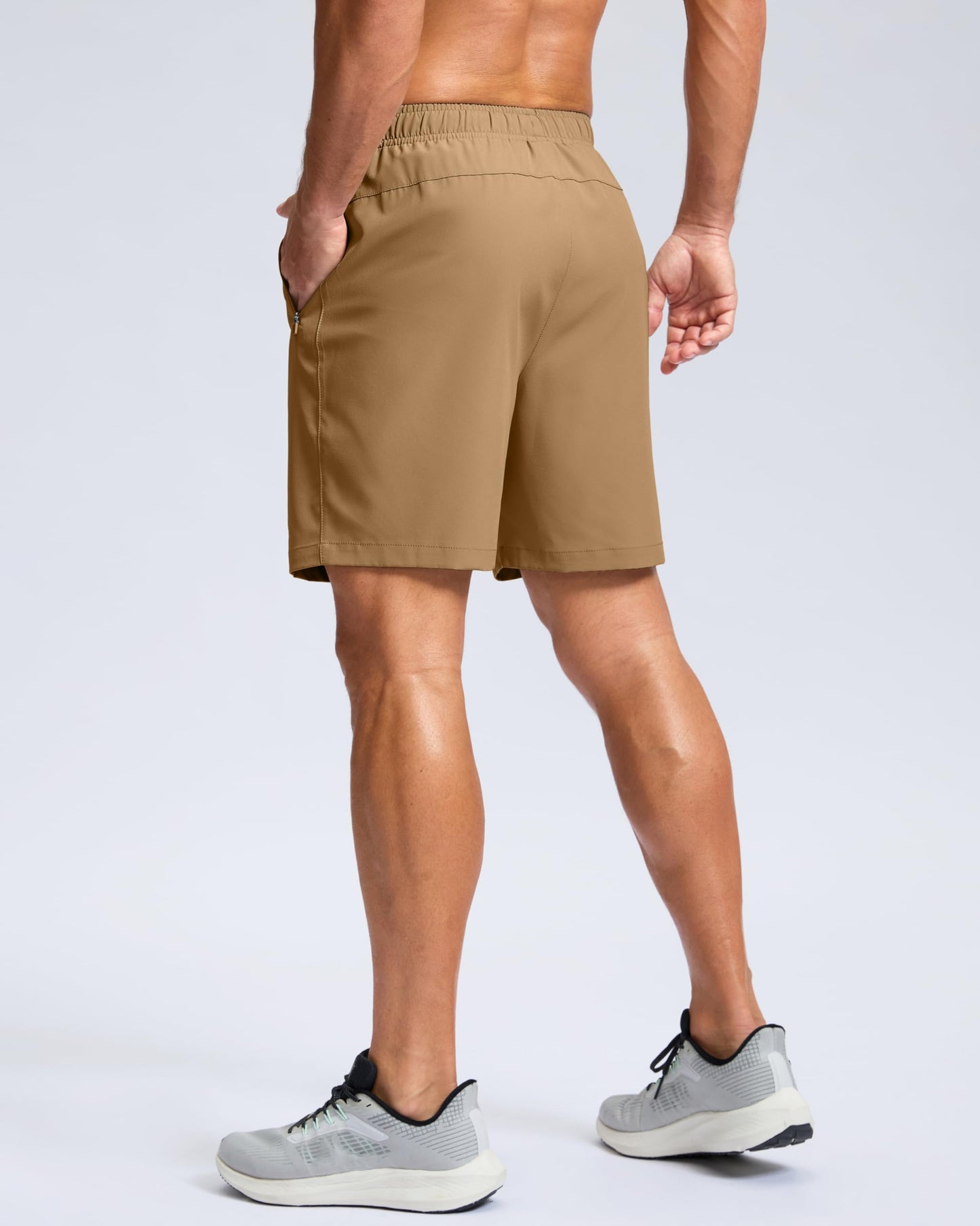 G Gradual Men's Athletic Running Shorts with Zipper Pockets Quick Dry 7"/ 5"/ 9" Workout Gym Shorts for Basketball Hiking(Dark Khaki,7XXXL)