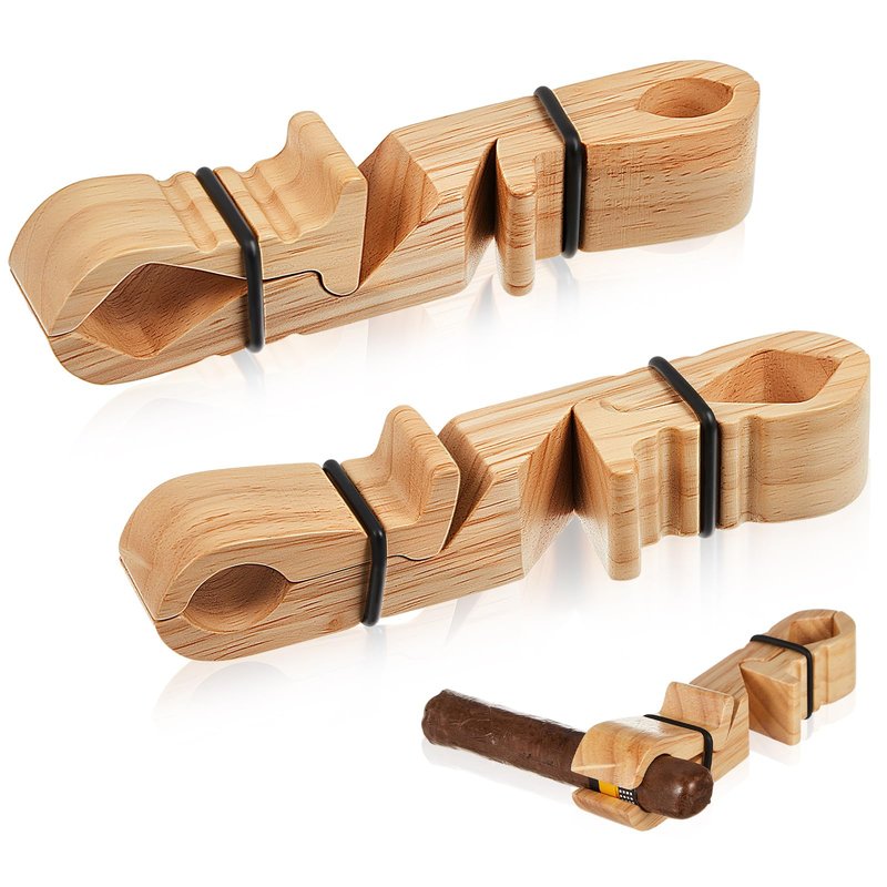 Fiwochic 2 Pcs Wooden Golf Cart Holder with Adjustable Clip & Loop Strap Fits Various Sizes, Natural Solid Wood for Outdoor Use on Carts, Yachts, Beach Chairs, Camping