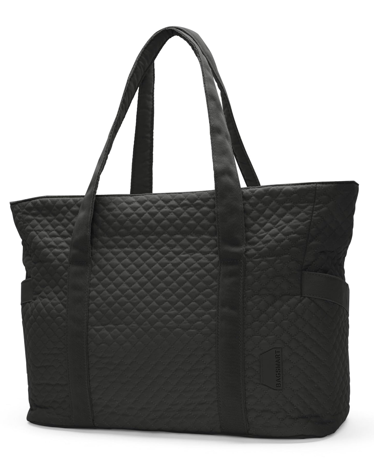 BAGSMART Large Tote Bag For Women, Travel Shoulder Bag Top Handle Handbag with Yoga Mat Buckle for Gym, Work, Travel(Black, Large