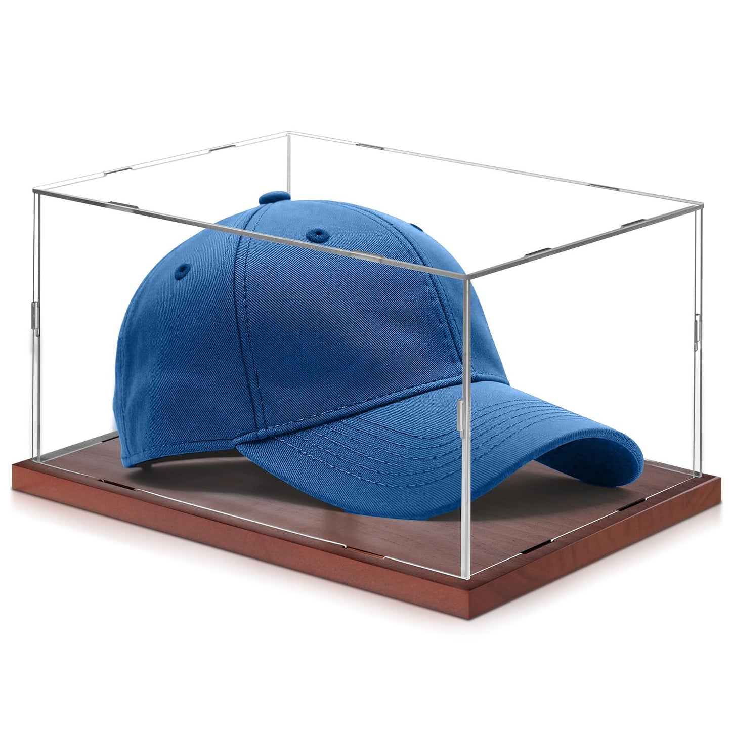Fitense Acrylic Baseball Hat Display Case Solid Wood Base Cap Shaper