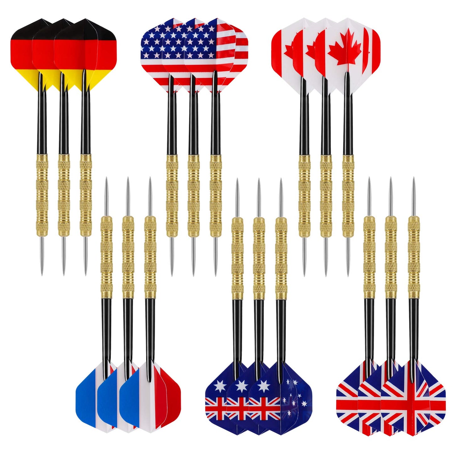 Accmor Metal Tip Darts, Steel Tip Darts, 14 Grams Professional Metal Darts, Darts Metal Tip Set, Metal Darts for Dartboard, 18 pcs ﻿