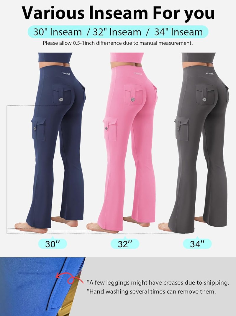 CoreFlex Women’s Workout Flare Leggings - High Waisted, Hidden Pockets, No Front Seam | Cargo Yoga Pants