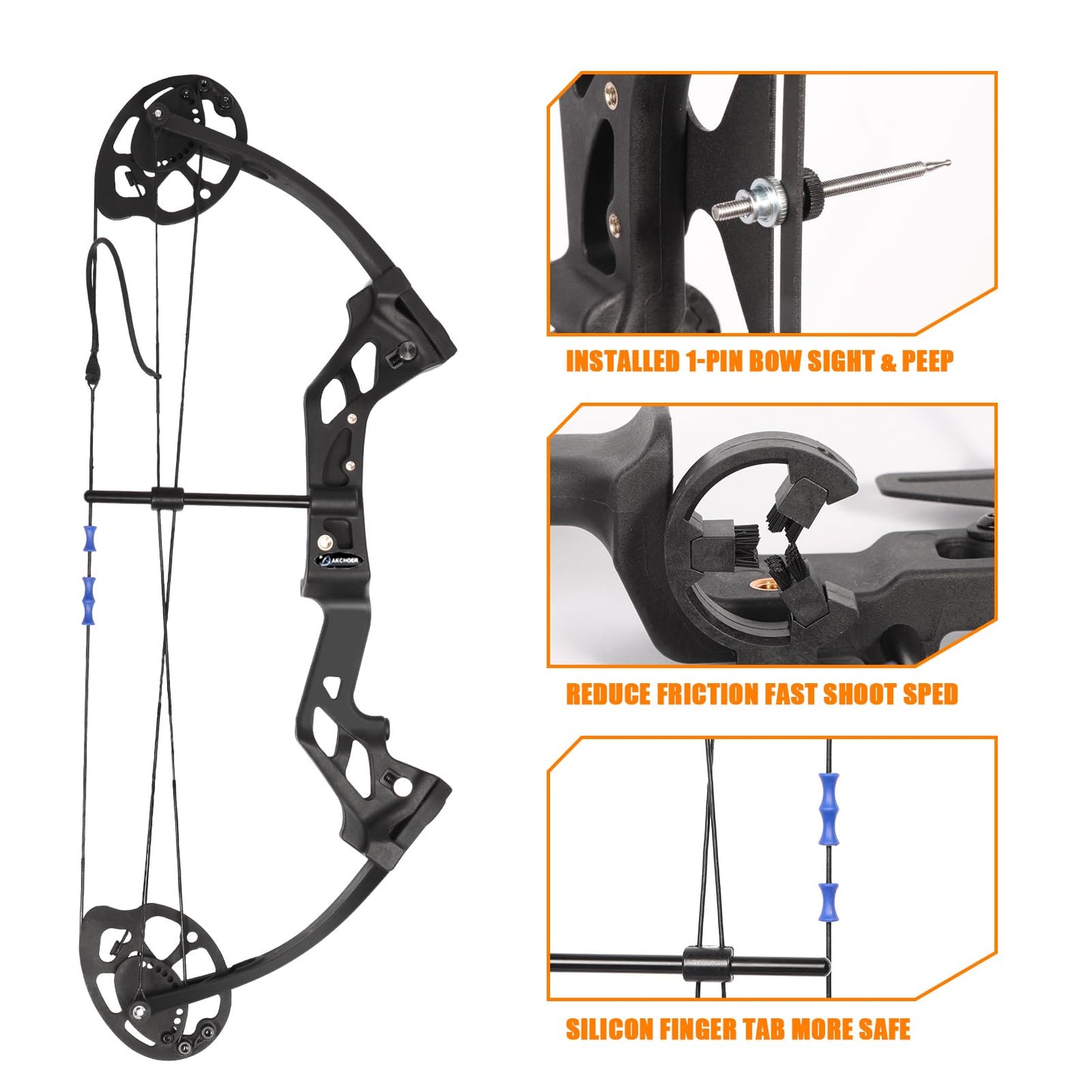 AKCHOER A208 Compound Bow and Arrow Set, 16-20 Lbs Draw Weight, Right Handed Bow for Youth Archery Beginner, Target Bow with Accessories for Teens Outdoor Sports Shooting Training
