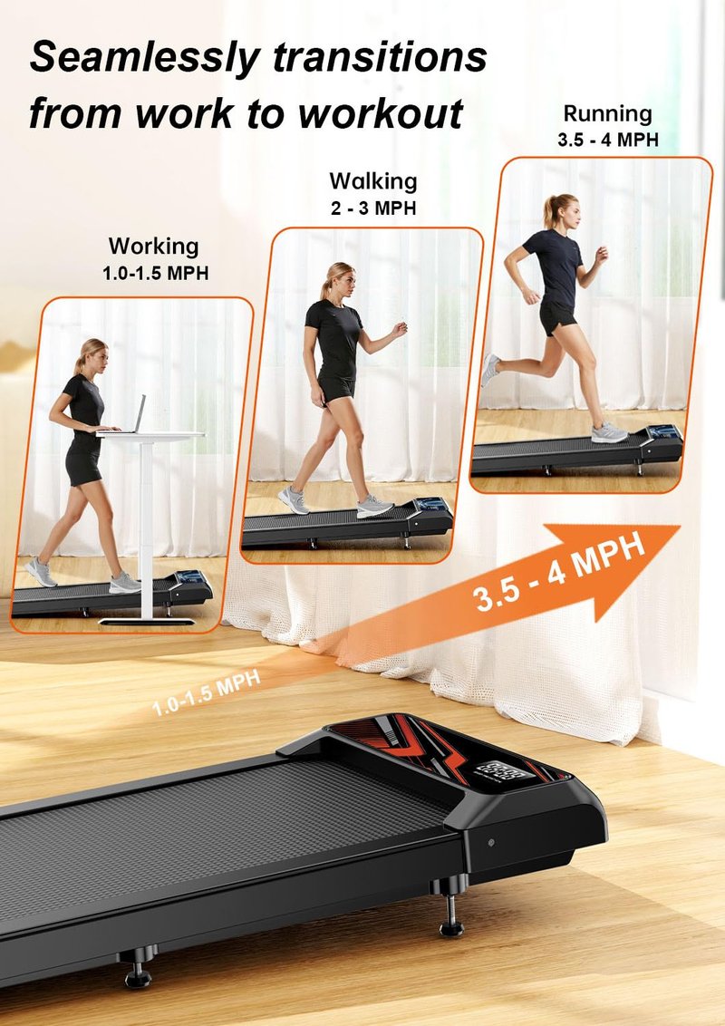 Walking Treadmill Pad with Incline, Walking 2.5HP for Home and Office, 265Lbs Weight Capacity, Treadmill with APP & Remote Control, LED Display