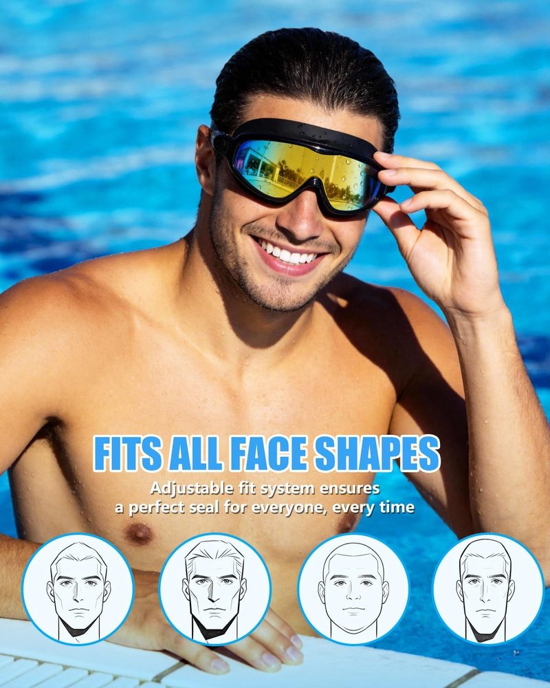 Aegend Swim Goggles - Wide View Anti-Fog & UV Protection | 2-Pack for Adults & Youth