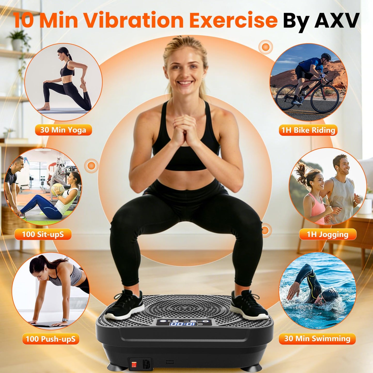 AXV Vibration Plate Fitness Platform Exercise Machine Vibrating Shaking Full Body Shaker Workout Vibrate Stand Shake Board Sport for Weight Loss Fat Burner for Gym Home Office