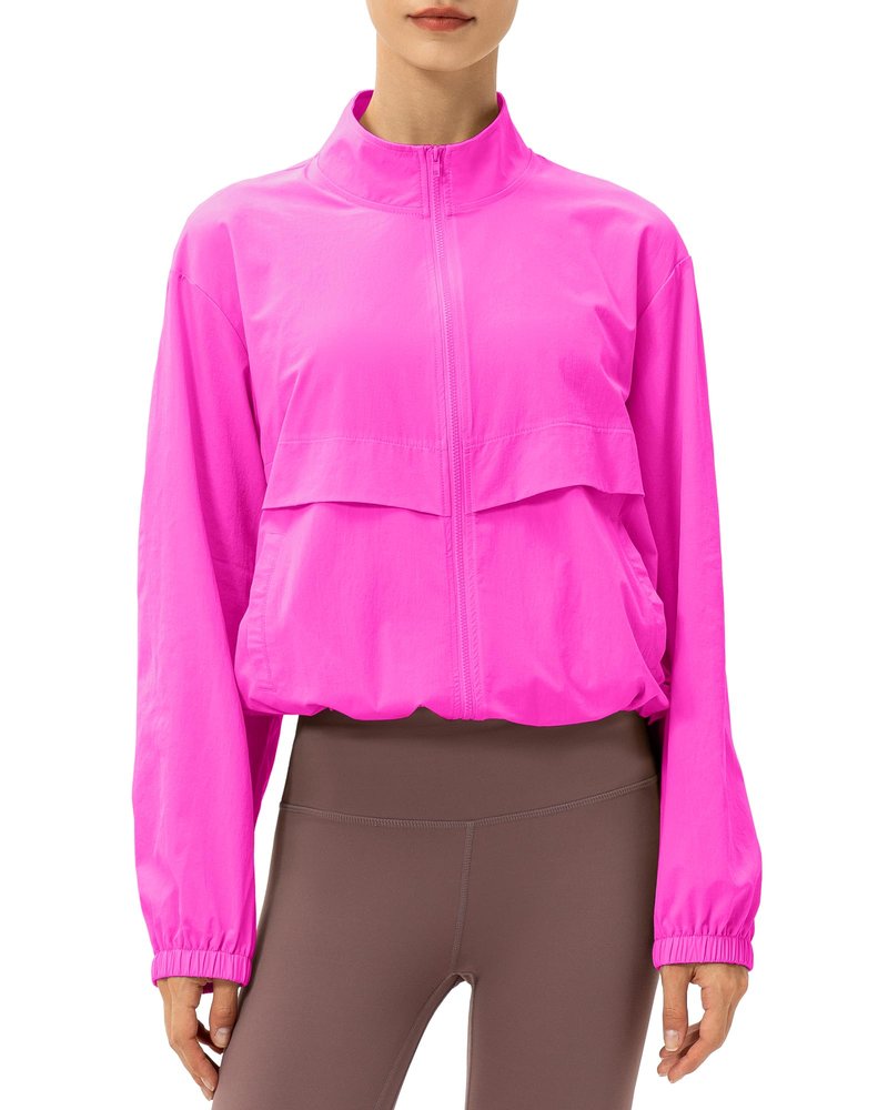 Gacaky Women's Lightweight Athletic Jacket Sun Protection Full Zip Long Sleeve Shirts Workout Track Jackets with Pocket Hiking Outdoor Rose S
