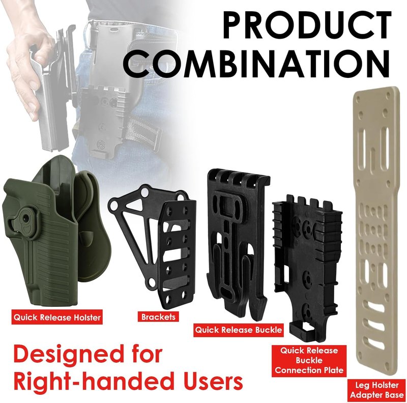 Tactical Holster Adapter Set - QLS Quick Locking Fork & Duty Receiver Plate Kit for Secure Gear Mounting