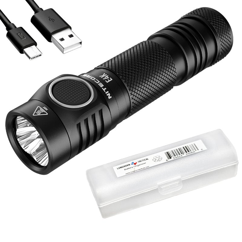 Nitecore E4K 4400 Lumen EDC Compact Rechargeable Flashlight with LumenTac Organizer