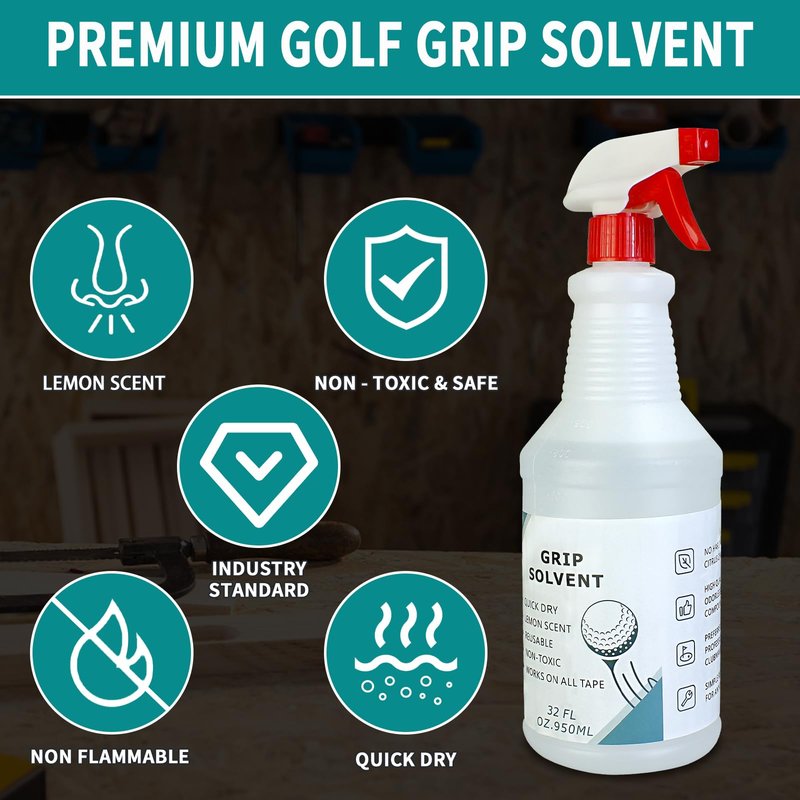Crestgolf Professional Golf Grip Solvent 32 OZ Solvent Light &Mild Lemon Scent for Regripping Golf Clubs and Golf Grip Repair - Golf Grip Solution - Non-Toxic, Non-Flammable