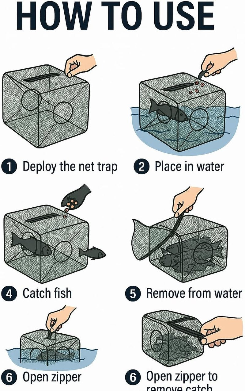 Fish Minnow Trap | Foldable Fishing Net 2-Pack for Easy Catching