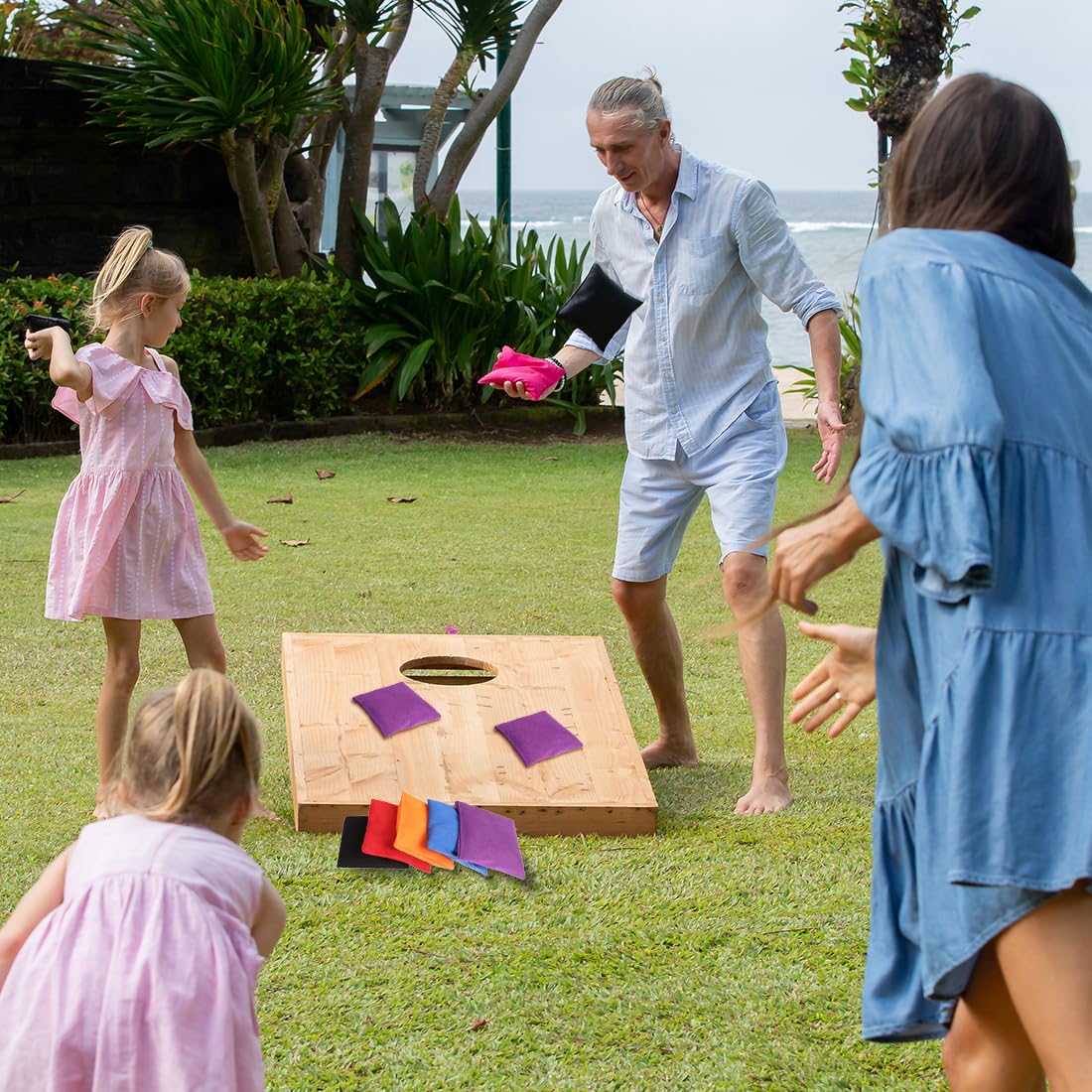 Bean Bags for Tossing 10 Pcs Nylon Cornhole Hand Toss Games for Classroom Backyard and Family Activities