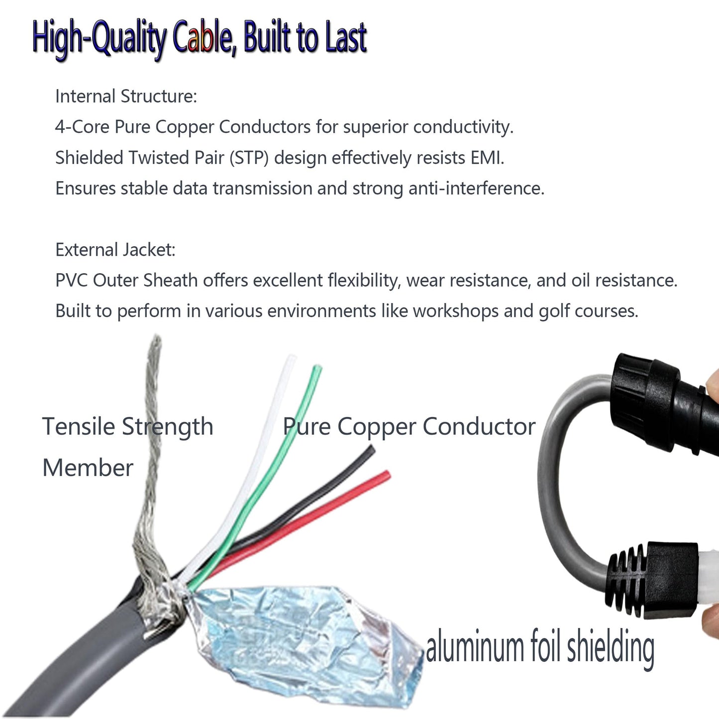 Curtis 1311 1313 Handheld Programmer Cable, 7.87'' 4-Pin Diagnostic Cable Adapter for Club Car Golf Cart, Replaces OEM 101909901 102251501, Molex Port Programming Connector for Precedent & DS Models